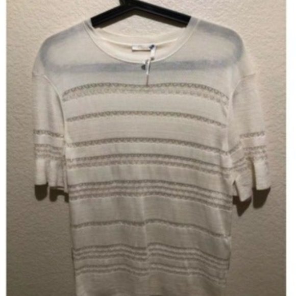 CHLOÉ Vanilla Ice Lace Knit T-Shirt S $1095 NWT - Picture 7 of 7